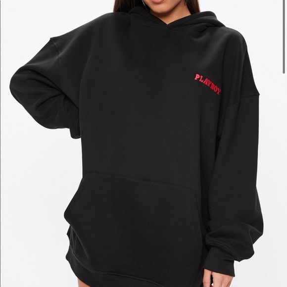 🔄 Playboy Black Magazine Print Oversized Hoodie - Picture 4 of 6